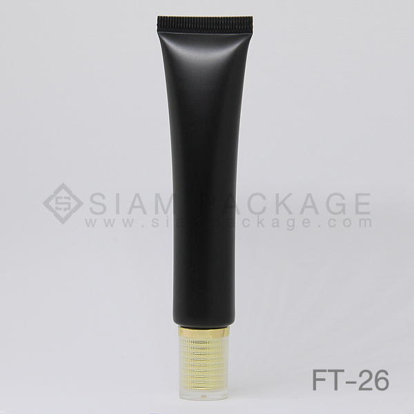 หลอดโฟมสีดำ ฝาอะคริลิคสีทอง หลอดครีม รหัส FT-26