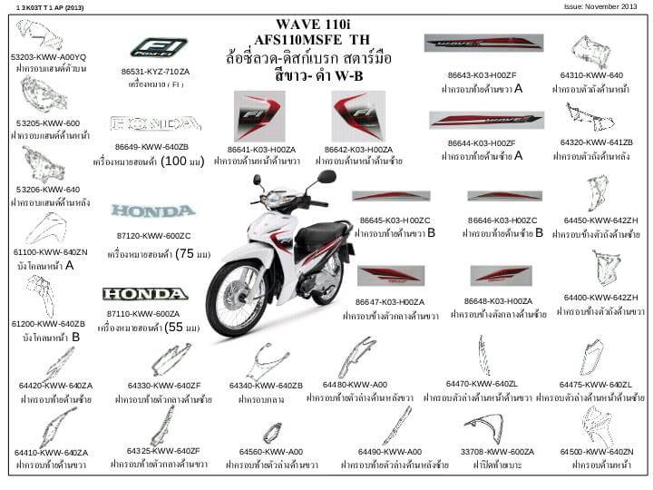 ชุดพลาสติกและเฟรมสี เวฟ110ไอ/D,E,F(ปี13-15)ทุกสี