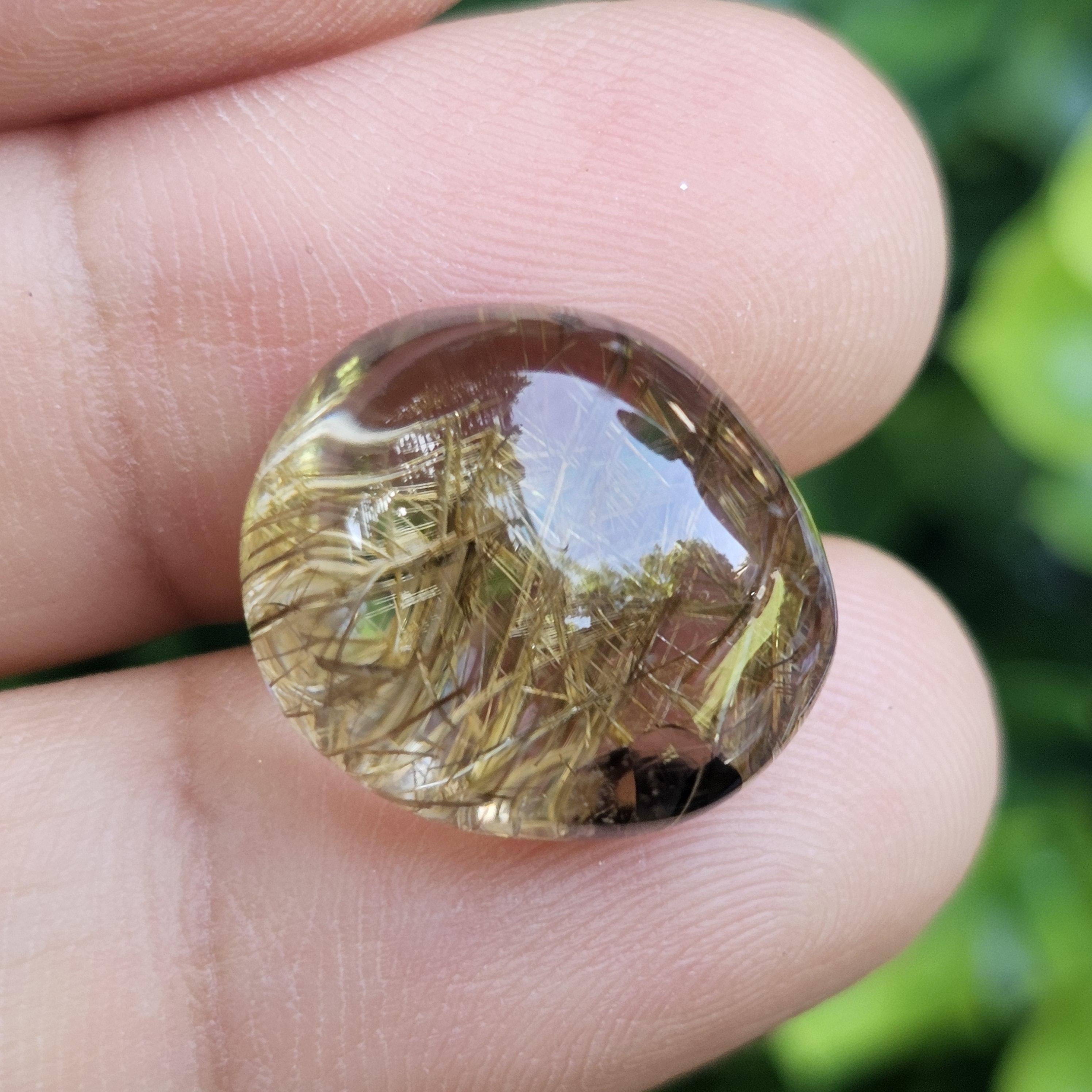 ไหมทอง ควอตซ์ Golden Rutilated Quartz 16.47 กะรัต Cts.พลอยแท้ อัญมณีมงคลประจําวันเกิด เครื่องประดับพลอย