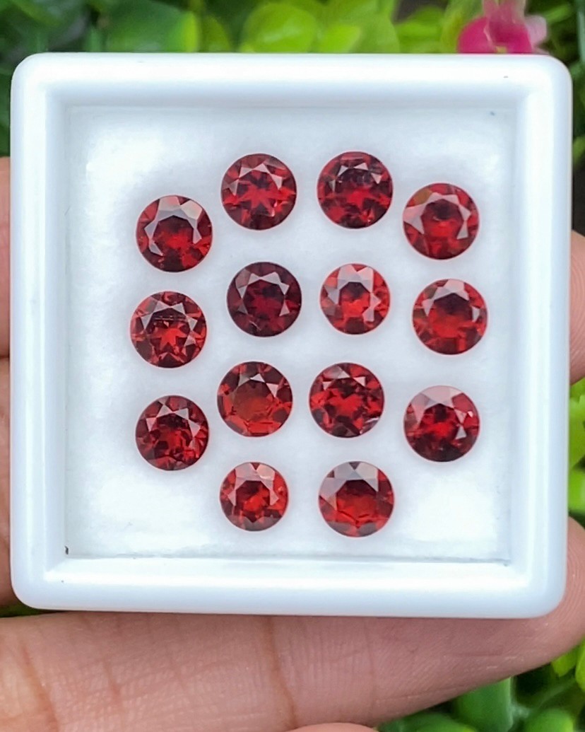 พลอย โกเมน Garnet 14 เม็ด (pcs.) 10.16 กะรัต (Cts.) พลอยแท้ อัญมณีมงคลประจําวันเกิด เครื่องประดับพลอย