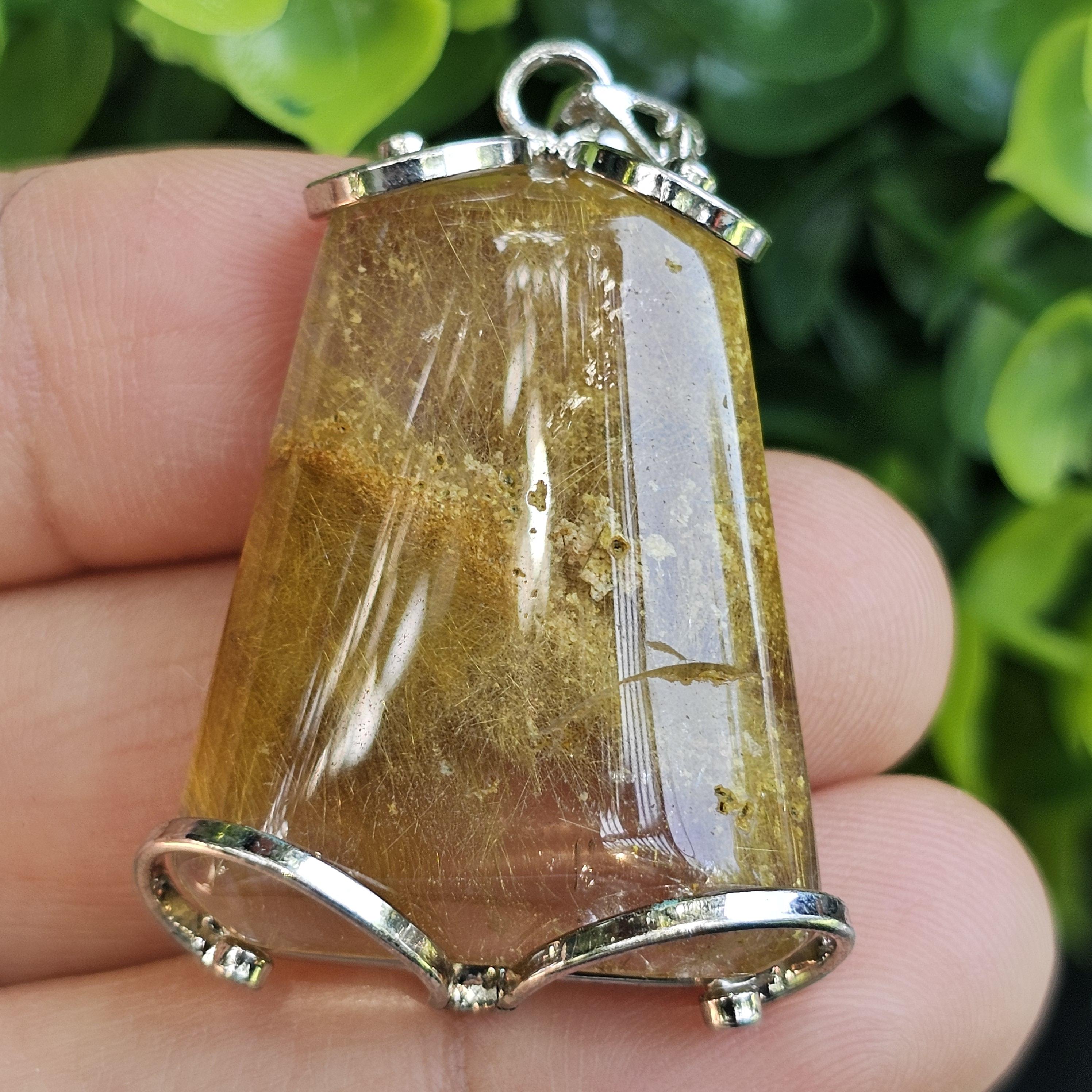 จี้ไหมทอง (Golden Rutilated Quartz) 13.42 กรัม g.พลอยแท้ อัญมณีมงคลประจําวันเกิด เครื่องประดับพลอย