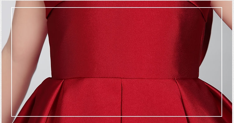 Pre-order ชุดราตรีเด็ก ชุดออกงาน ชุดกระโปรง สไตล์เจ้าหญิง แขนกุด คอกลม ผ้าไหมดัชเชด ซีทรูช่วงไหล่ กระโปรงจับจีบ แต่งโบว์ด้านหลัง มีซิป