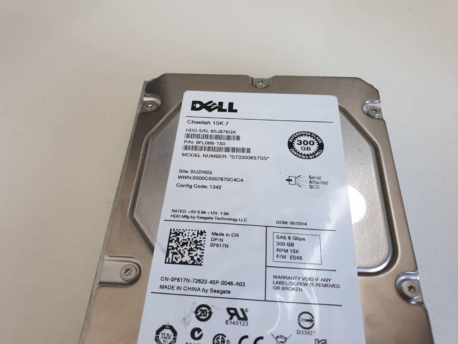 Dell Harddisk SAS 300 G 15K 0F617N 3.5 นิ้ว with Tray