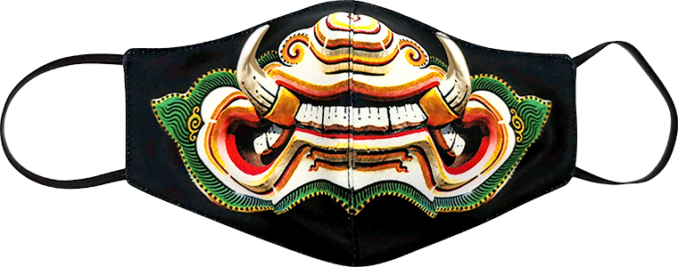 หน้ากากผ้า ลายยักษ์ตรีเศียร