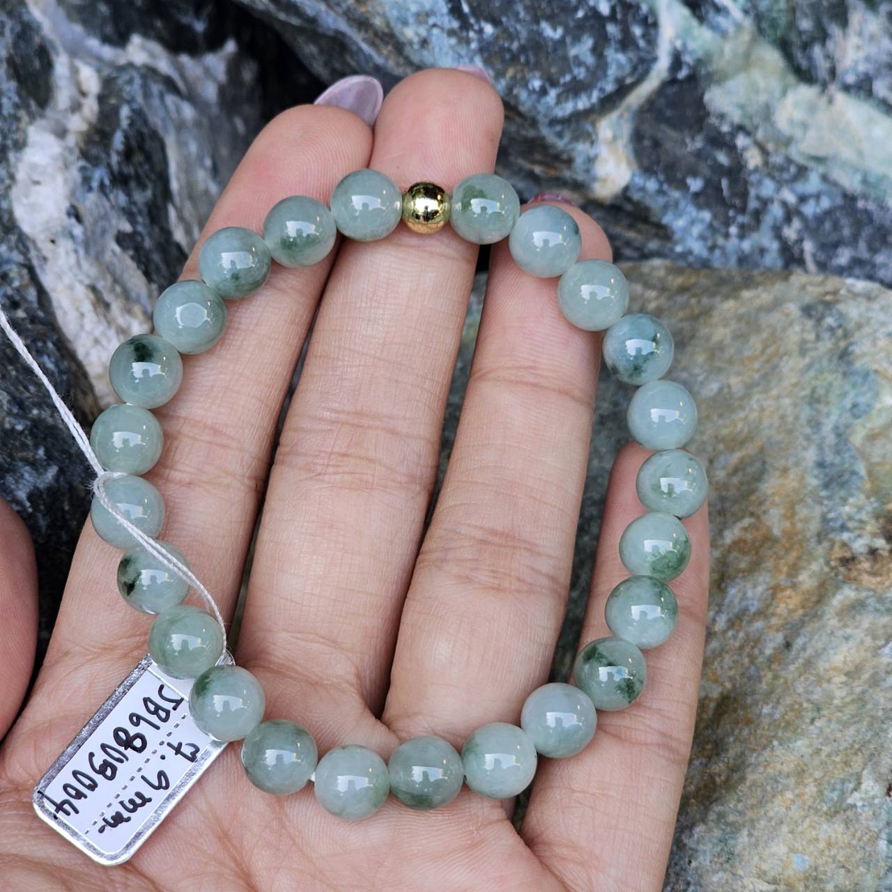 JB6803004 หยก พม่า แท้ Jade กำไล ประคำหยก 7.9 มม. (Jadeite Beads Bracelet) พม่า (Myanmar)