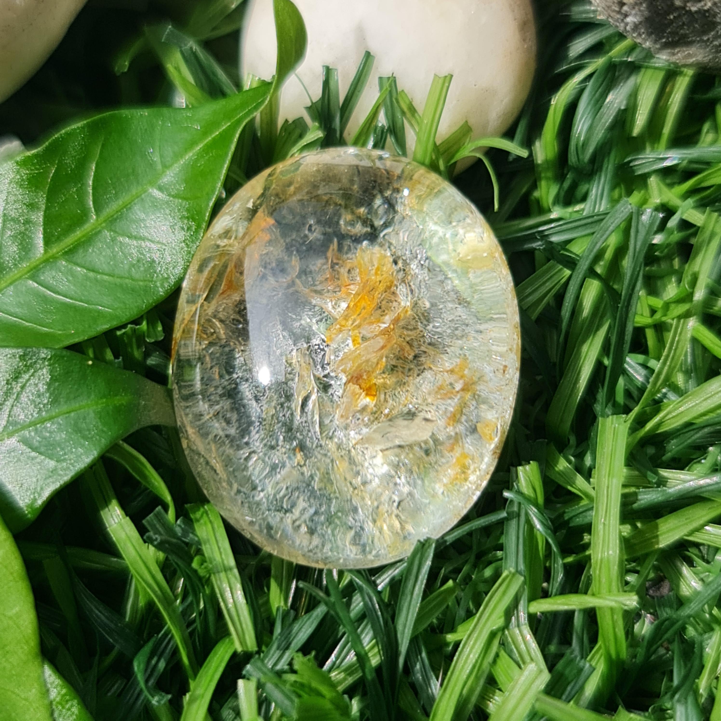 โป่งข่าม ควอตซ์ Rutilated Quartz 31.59 กะรัต Cts. พลอยแท้ อัญมณีมงคลประจําวันเกิด เครื่องประดับพลอย