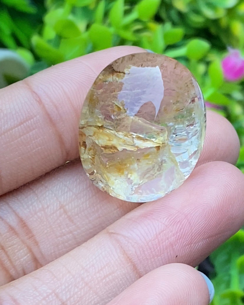 โป่งข่าม ควอตซ์ Rutilated Quartz 49.15 กะรัต Cts. พลอยแท้ อัญมณีมงคลประจําวันเกิด เครื่องประดับพลอย