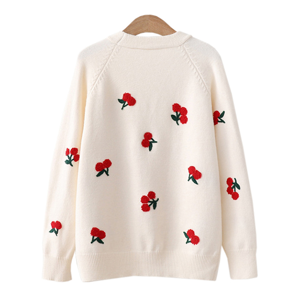 คาร์ดิแกน เสื้อคลุมไหมพรมกันหนาวถักลายเชอร์รี่ (12312LM)