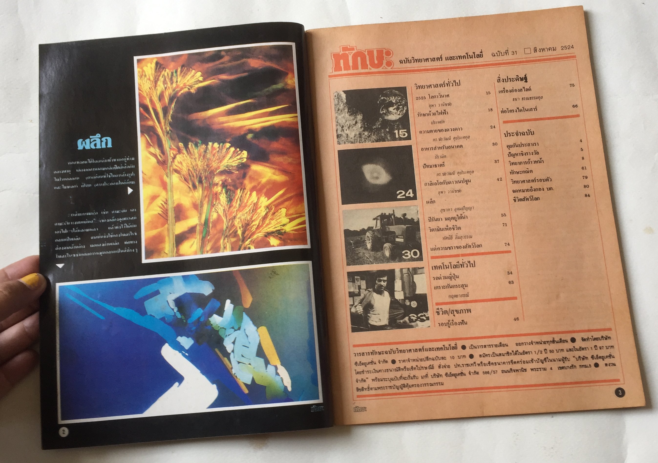 นิตยสาร ทักษะ วิทยาศาสตร์เทคโนโลยี ฉบับที่ 31 สิงหาคม 2524 ราคาปก 10 บาท