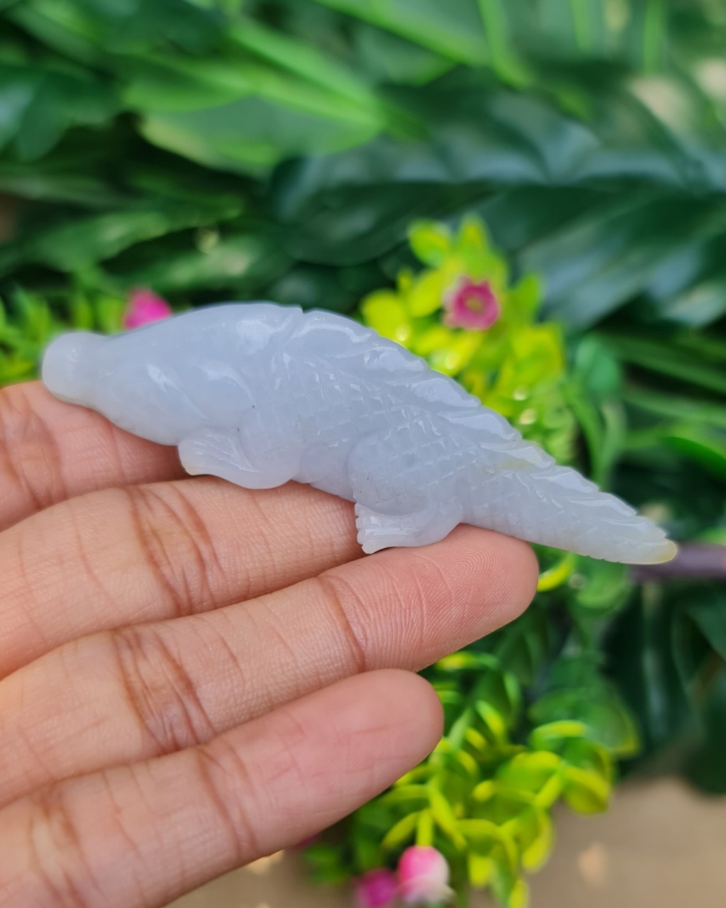 หยก แกะสลัก รูป จระเข้ (Burmese jadeite) หยก พม่า แท้