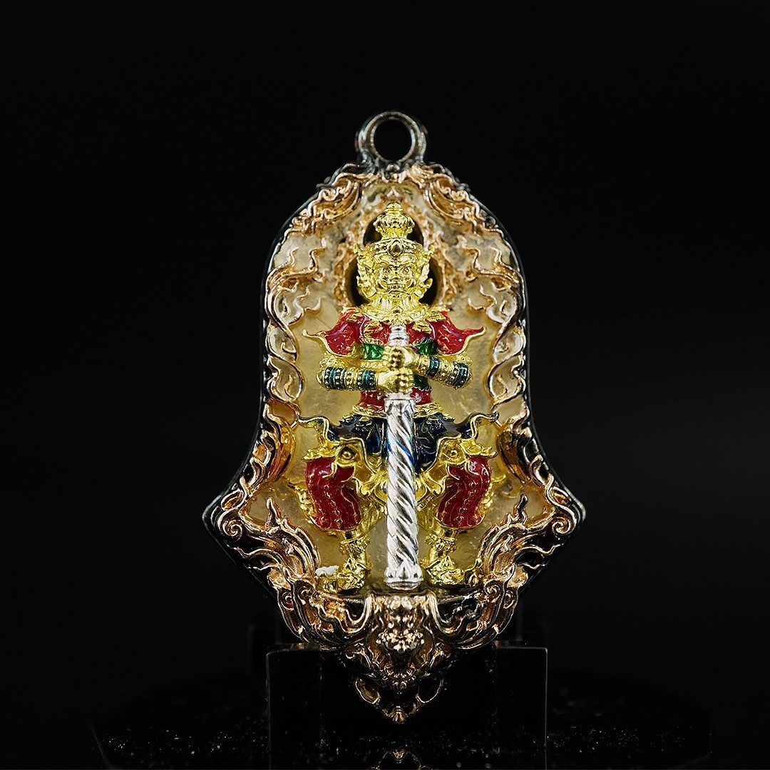 เหรียญจำปีพุทธศิลป์ท้าวเวสสุวรรณโณ รุ่นทวิเทวา รายการที่4 เนื้อบรอนซ์ ชุบ4K ลงยาสี