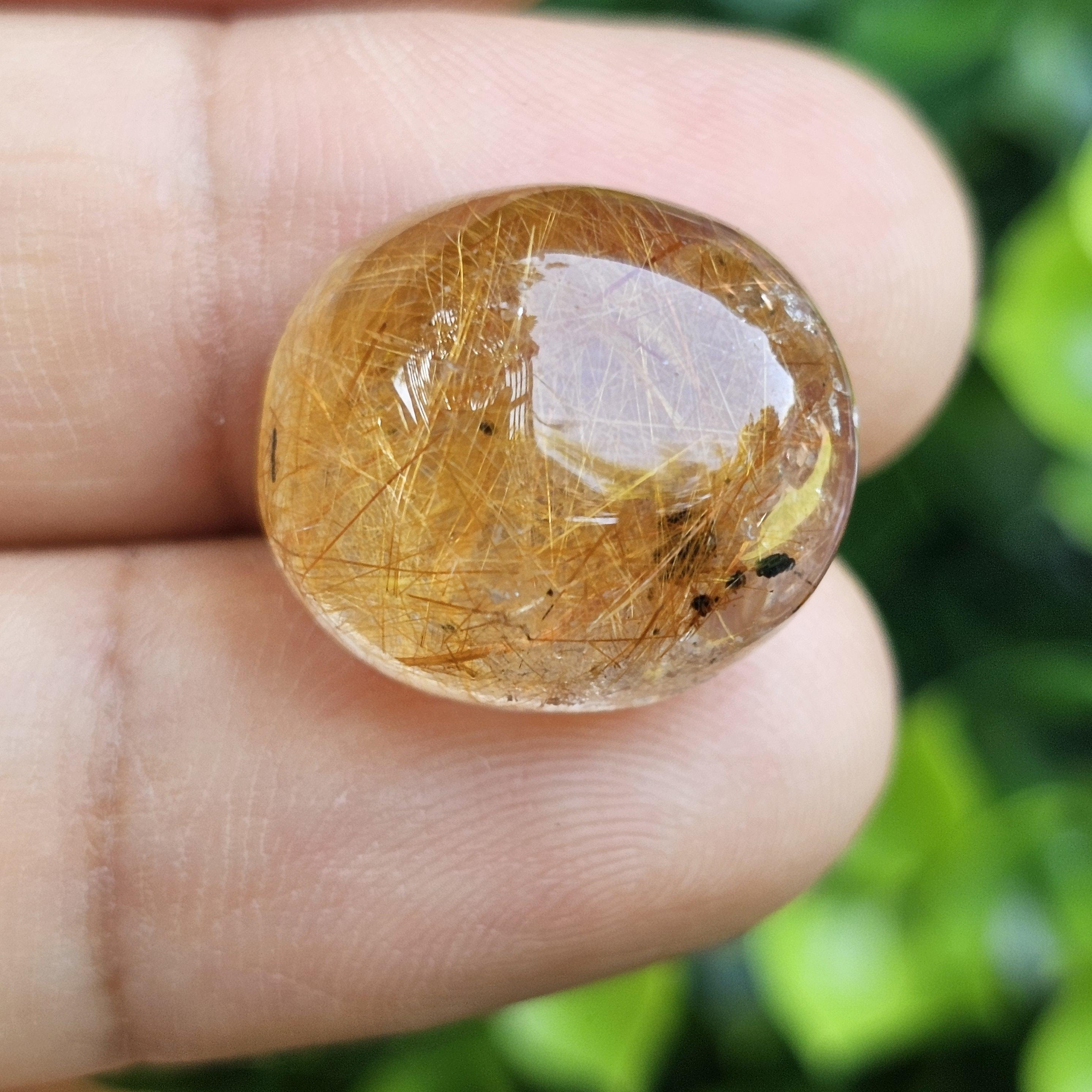 ไหมทอง ควอตซ์ Golden Rutilated Quartz 22.51 กะรัต Cts.พลอยแท้ อัญมณีมงคลประจําวันเกิด เครื่องประดับพลอย