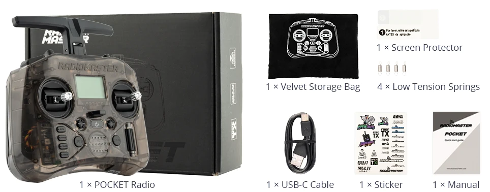 รีโมท วิทยุ Radiomaster Pocket Radio Controller Mode2 Charcoal ELRS RC วิทยุเครื่องบิน โดรน เฮลิคอปเตอร์ ปีกบิน ELRS