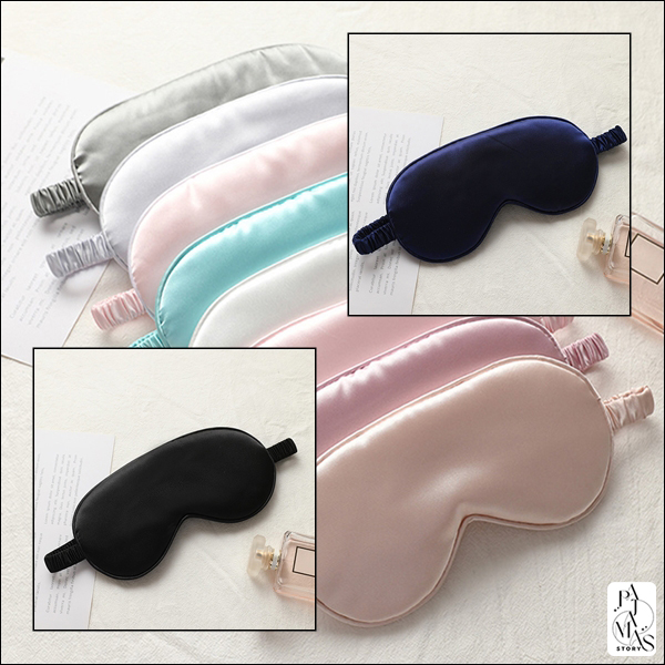 🚩พร้อมส่ง🚩ผ้าปิดตาซาตินหนานุ่ม แบบสวมหัวยางยืด ผ้าไหมนุ่มลื่นละมุนผิว กันแสงมิด - Sleeping eye cover (AC141-แบบเรียบ)