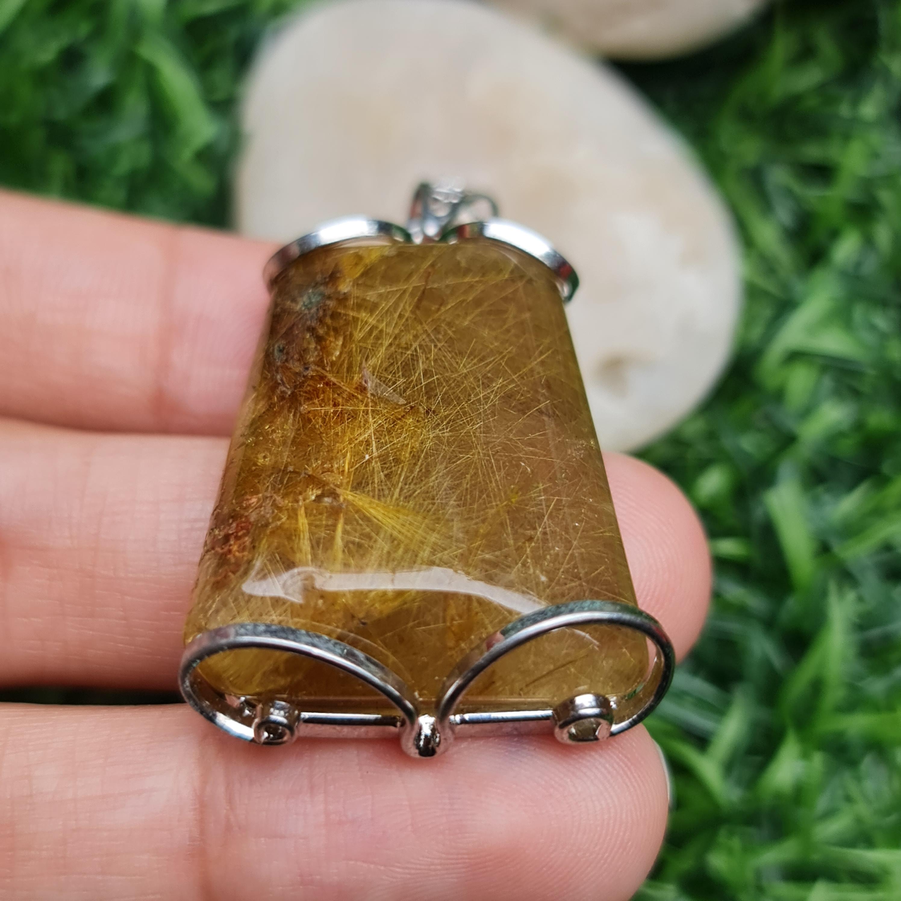 จี้ไหมทอง (Golden Rutilated Quartz) 78.42 กรัม g.พลอยแท้ อัญมณีมงคลประจําวันเกิด เครื่องประดับพลอย