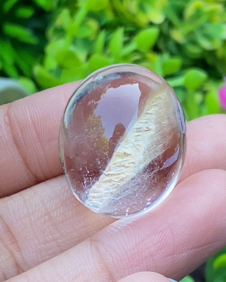 โป่งข่าม ควอตซ์ Rutilated Quartz 58.44 กะรัต Cts. พลอยแท้ อัญมณีมงคลประจําวันเกิด เครื่องประดับพลอย