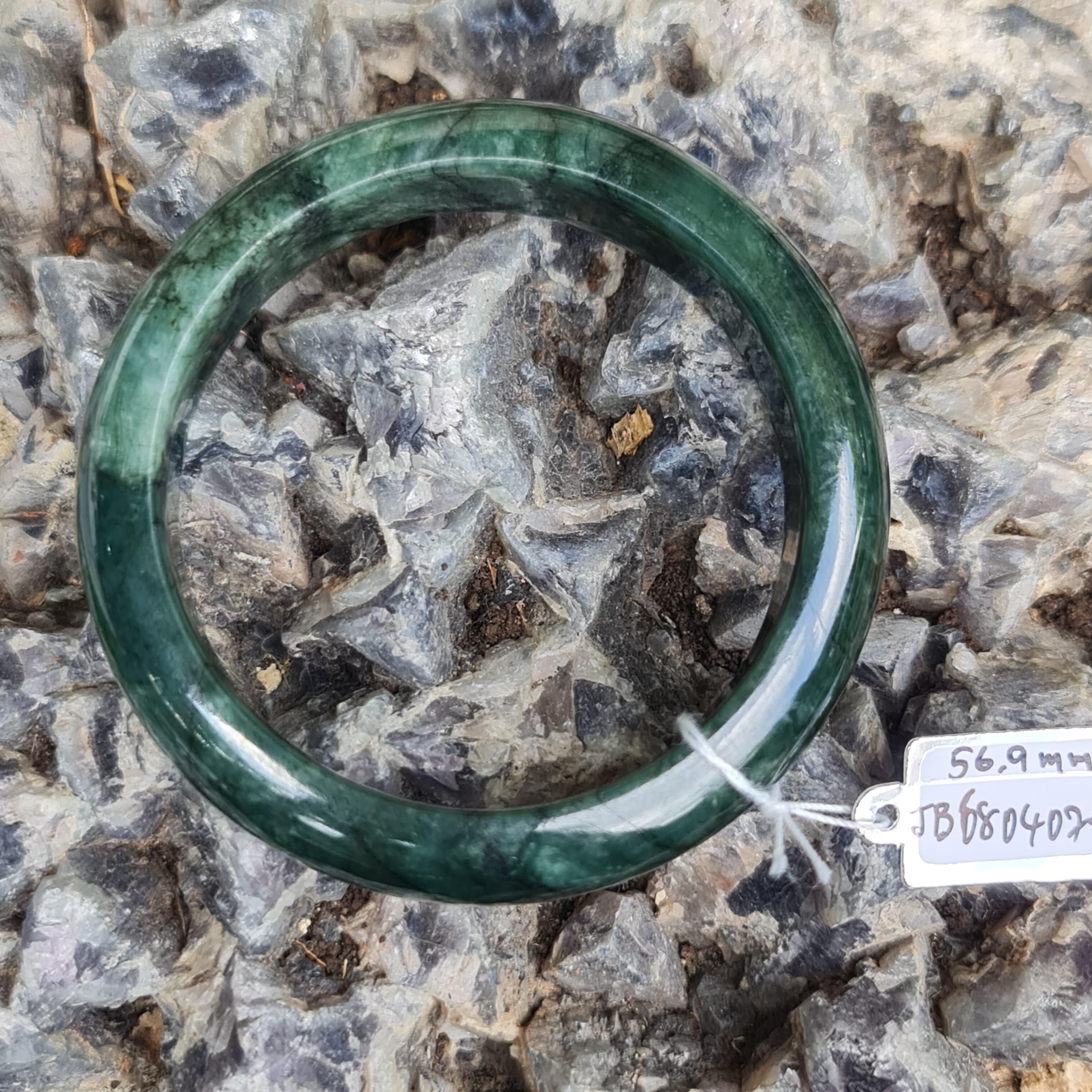 JB6804074 หยก พม่า แท้ Jade กำไลหยก 56.9 มม. (Jadeite bracelet) พม่า (Myanmar)