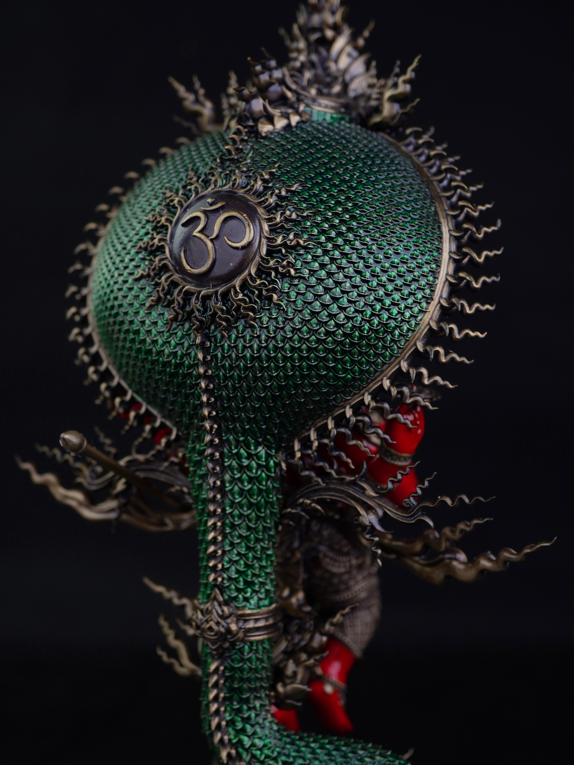 🕉️ พระพิฆเนศ รุ่น มหาปรมาตมันคณปติ เนื้อบรอนซ์นอก Duotone พระคเณศลงสีเซรามิคแดง นาคลงสีเซรามิคเขียว ความสูง 30 ซม.