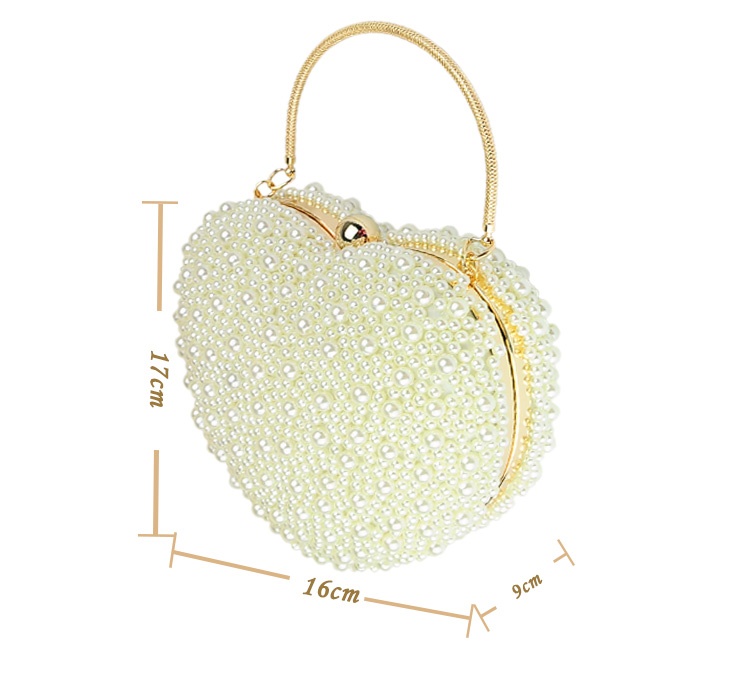 Evening Clutch กระเป๋าออกงาน แต่งมุกทั้งใบ รูปหัวใจ สวยน่ารัก