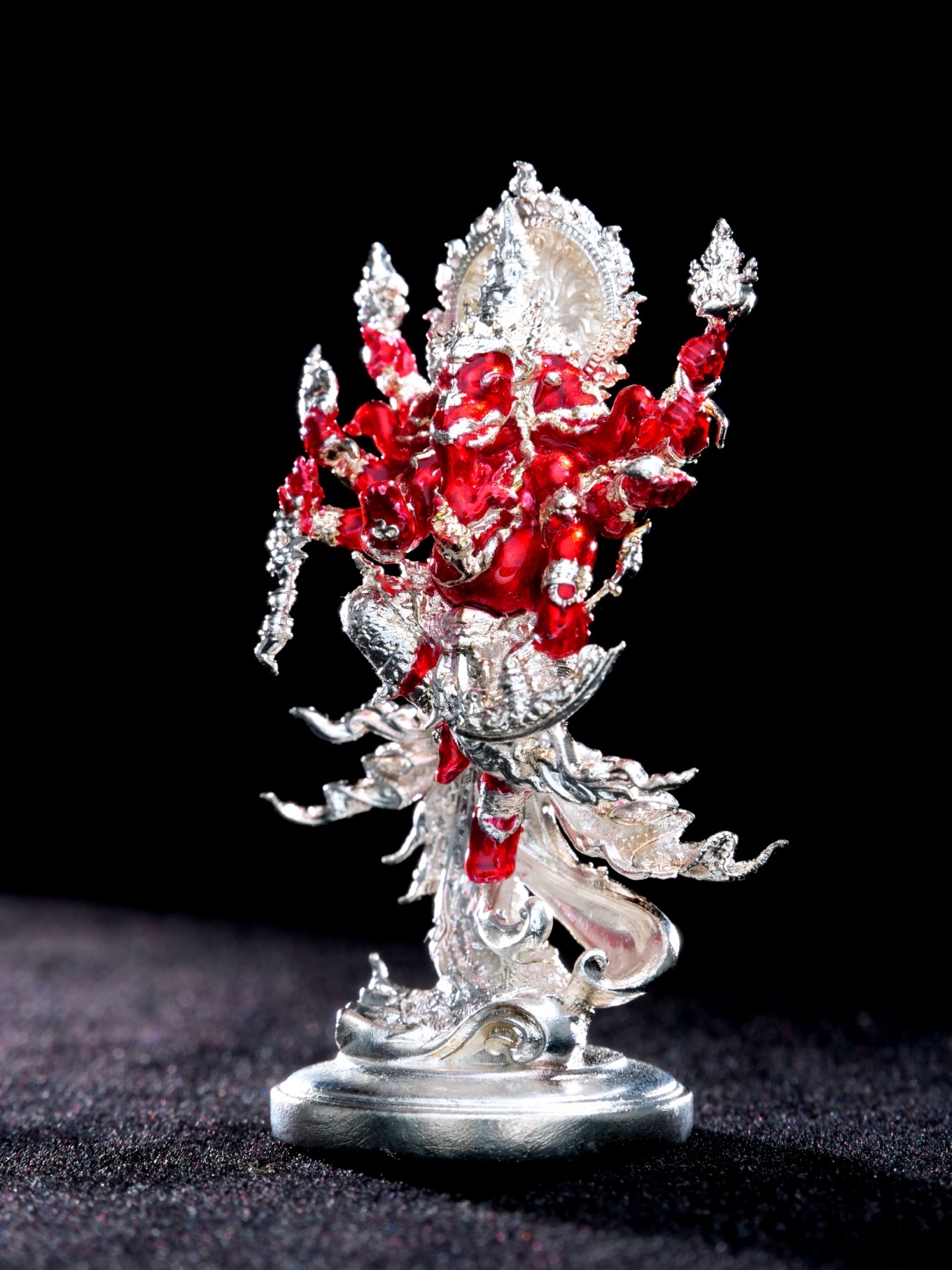 พระพิฆเนศสุริยะเทพ สุริยาบินายัค Surya Binayak รหัส9 เนื้อชนวนมหาชนวน ชุบเงินลงยา