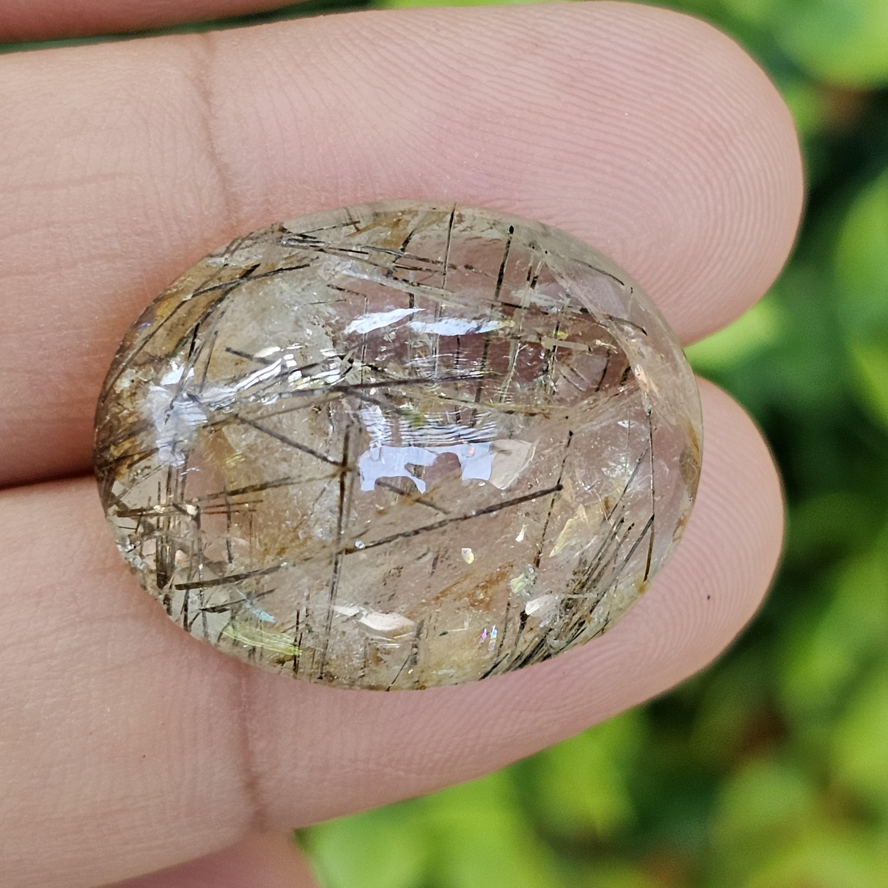 ไหมดำ ควอตซ์ แก้วขนเหล็ก Black Rutilated Quartz 30.87 กะรัต Cts. พลอยแท้ อัญมณีมงคลประจําวันเกิด เครื่องประดับพลอย