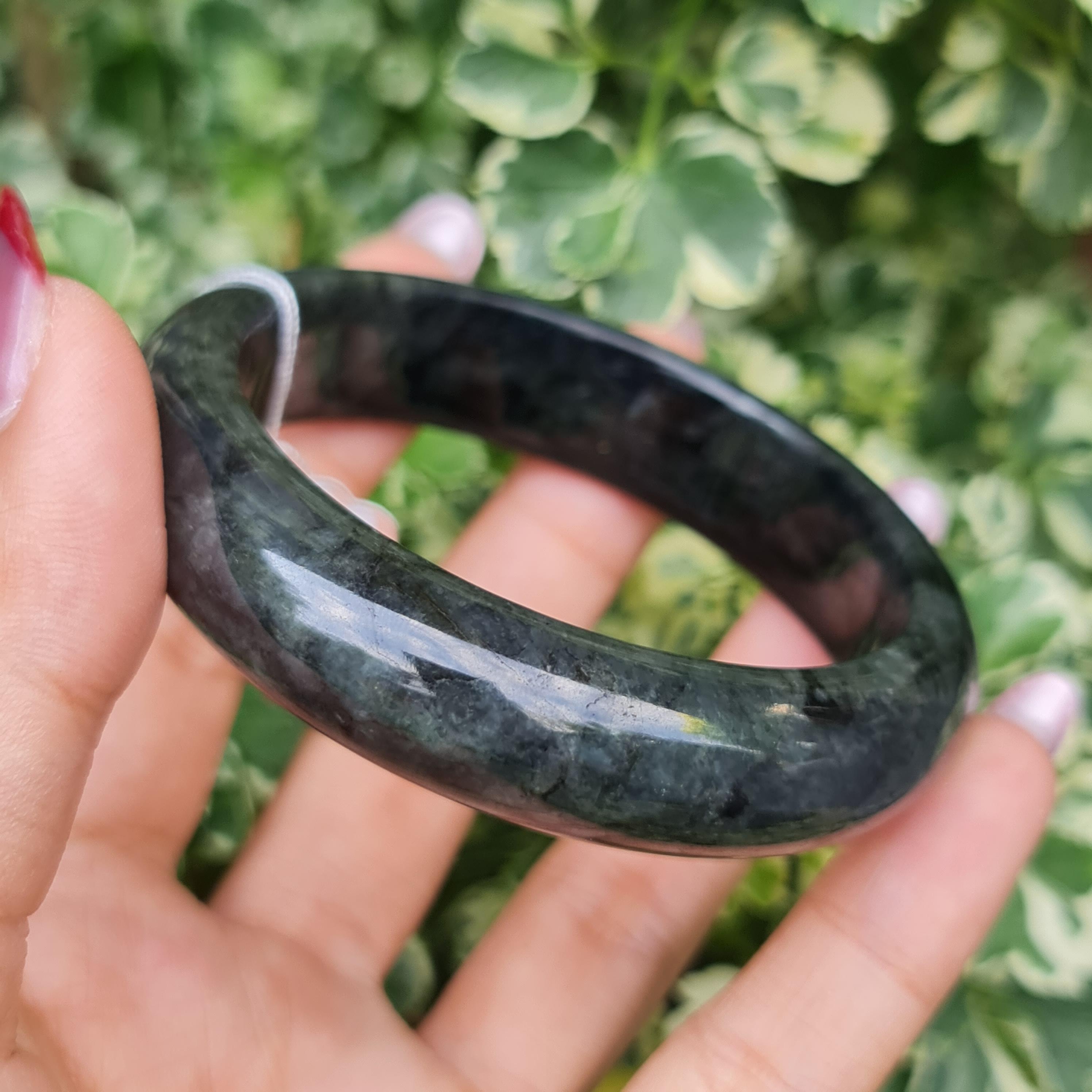 JB6804124 หยก พม่า แท้ Jade กำไลหยก 56.9 มม. (Jadeite bracelet) พม่า (Myanmar)