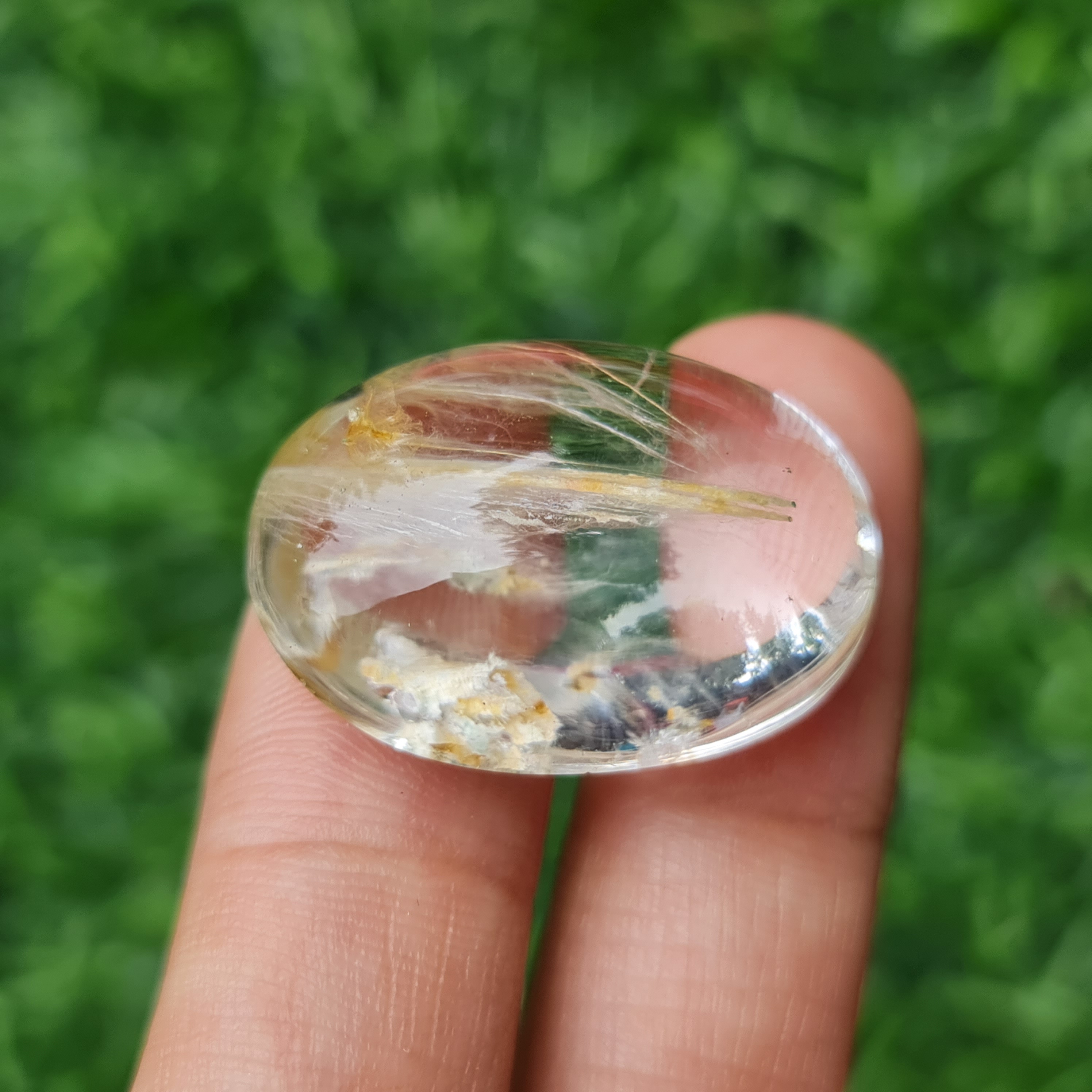 โป่งข่าม ควอตซ์ Rutilated Quartz 52.28 กะรัต Cts. พลอยแท้ อัญมณีมงคลประจําวันเกิด เครื่องประดับพลอย