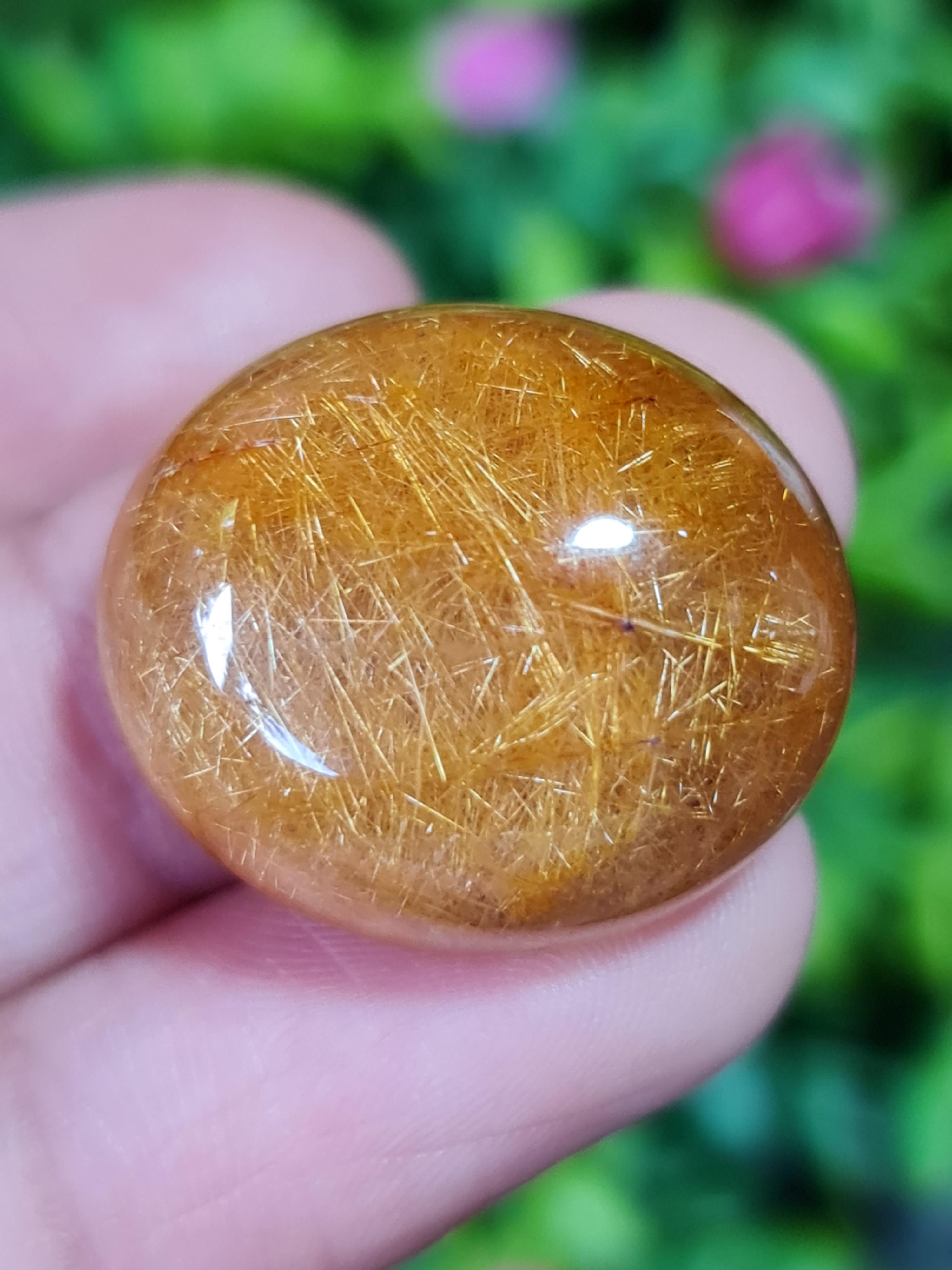 ไหมทอง ควอตซ์ Golden Rutilated Quartz 48.62 กะรัต Cts.พลอยแท้ อัญมณีมงคลประจําวันเกิด เครื่องประดับพลอย