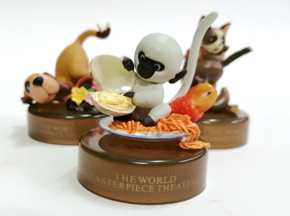 งานฉากขนาดเล็ก งานบอตเทิ่ลแคป ชุด the world masterpiece theater กับสามฉาก สวยน่าเก็บ รายละเอียดครบ ขายทั้งชุด3ตัว