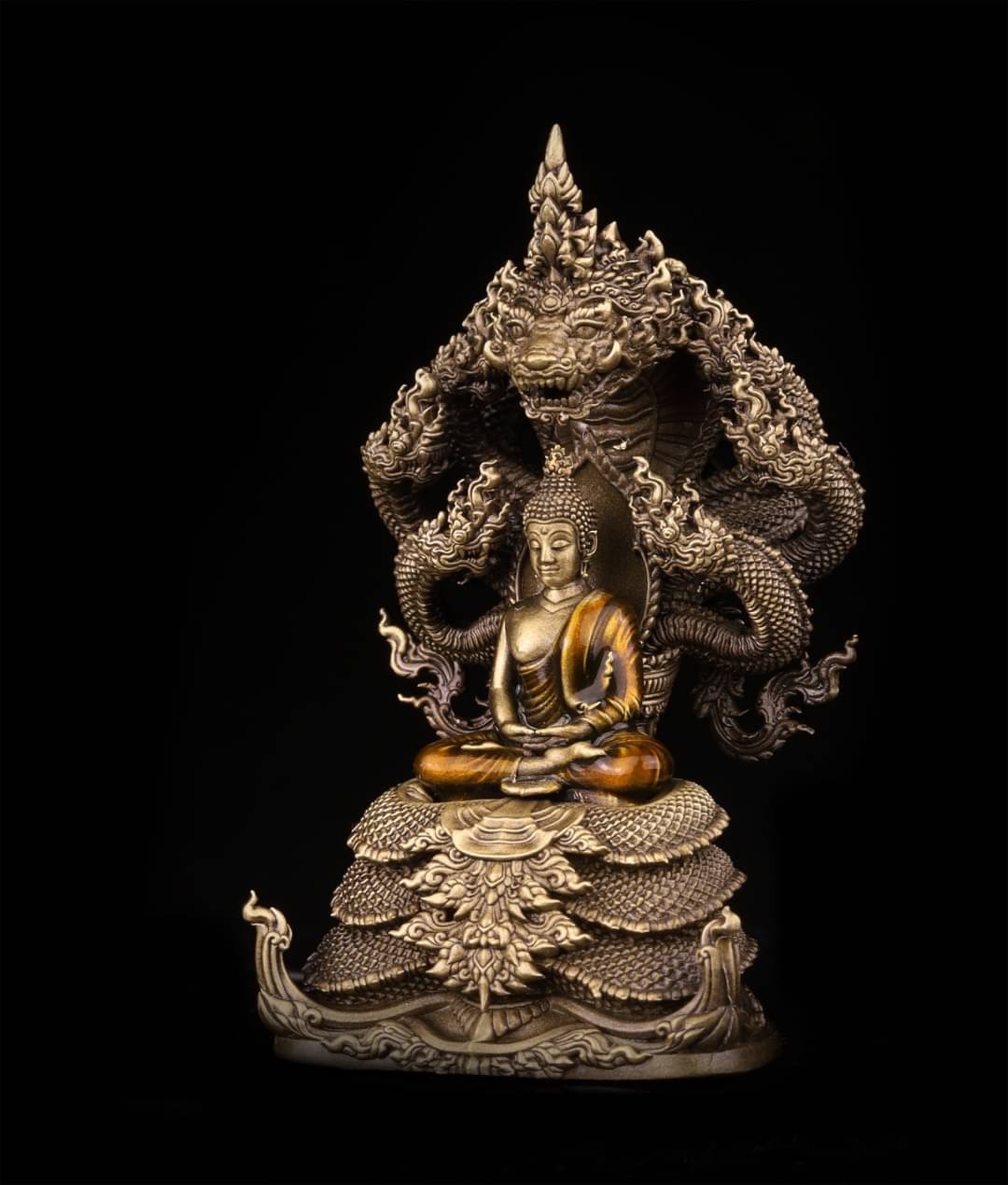 พระพุทธศรีเทวานาคราช รหัส 1.16 เนื้อสัมฤทธิ์เหลืองรมซาติน ลงยาจีวร