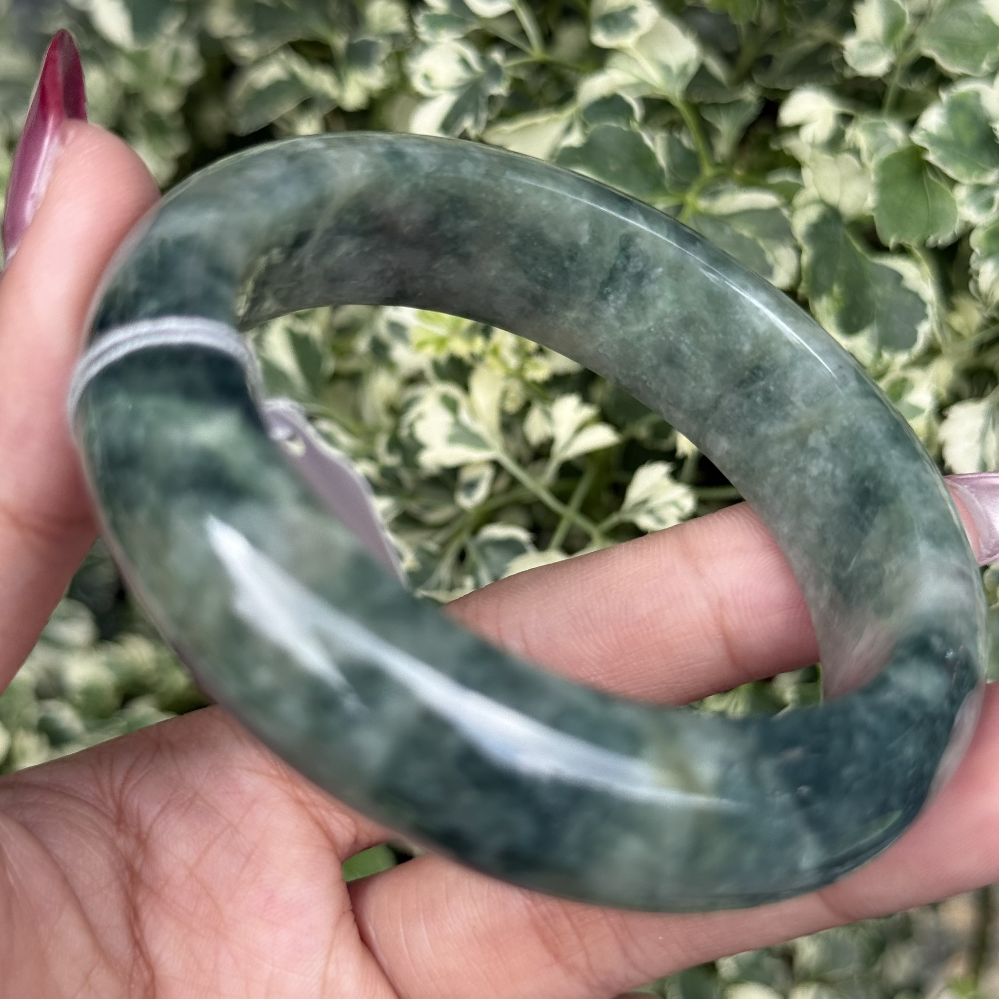 JB6804021 หยก พม่า แท้ Jade กำไลหยก 55.6 มม. (Jadeite bracelet) พม่า (Myanmar)
