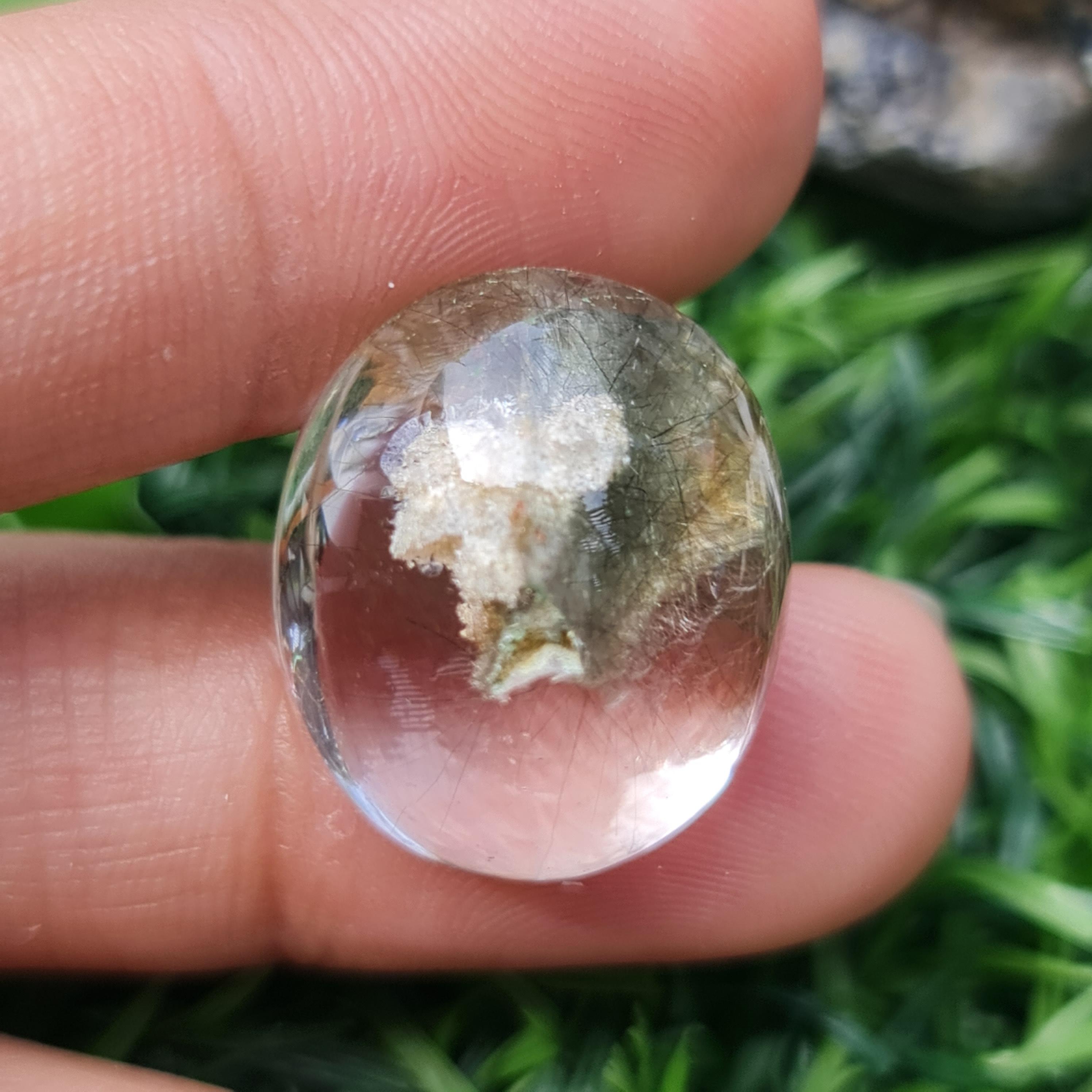 โป่งข่าม ควอตซ์ Rutilated Quartz 27.62 กะรัต Cts. พลอยแท้ อัญมณีมงคลประจําวันเกิด เครื่องประดับพลอย