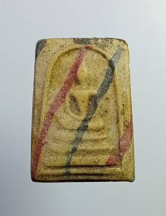ผ2118 สมเด็จลายเสือ ผงน้ำมัน หลวงพ่อขอม วัดไผ่โรงวัว จ.สุพรรณบุรี หลังยันต์5 ปี2505