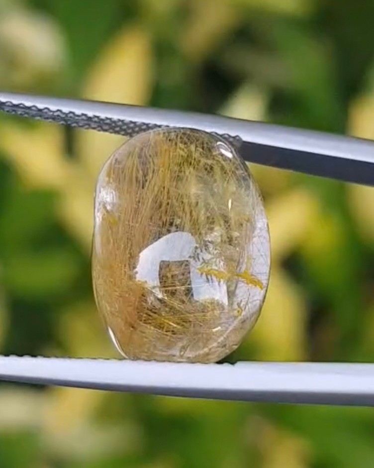 ไหมทอง ควอตซ์ Golden Rutilated Quartz 16.62 กะรัต Cts.พลอยแท้ อัญมณีมงคลประจําวันเกิด เครื่องประดับพลอย