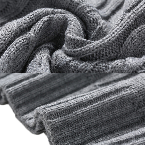 เสื้อสเวตเตอร์กันหนาว มีฮู้ด ไหมพรมหนานุ่มถักลายนูน (12281B)