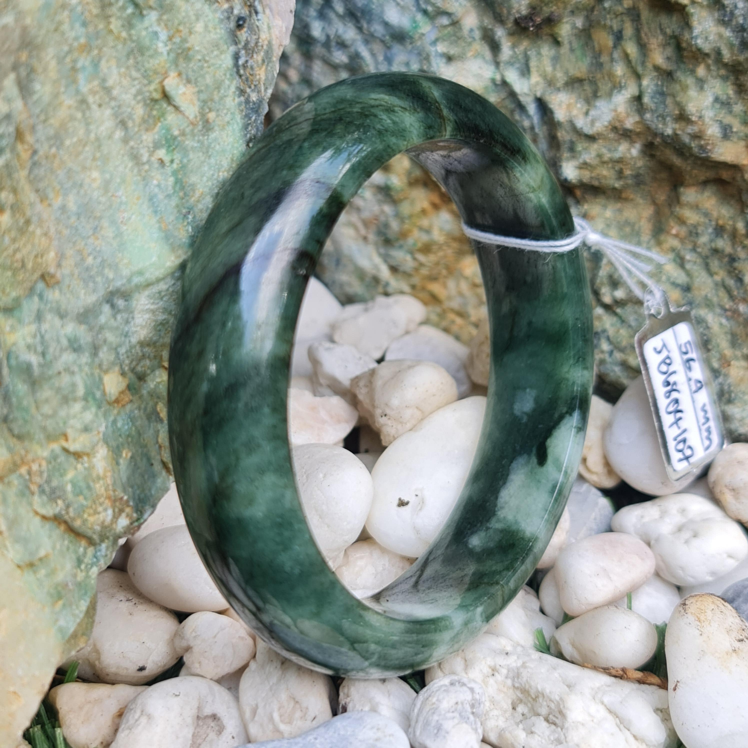 JB6804107 หยก พม่า แท้ Jade กำไลหยก 56.4 มม. (Jadeite bracelet) พม่า (Myanmar)