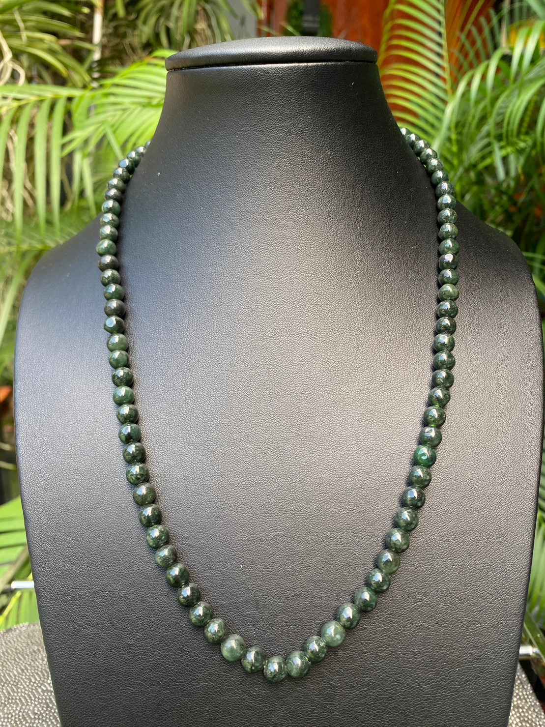 สร้อยคอหยก (Jadeite Necklace) ดิบ ไม่ผ่านการปรับปรุง (Type A) พม่า (Myanmar) หยก พม่า แท้ Jade