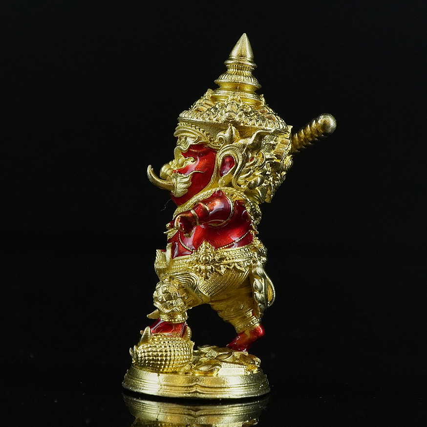 กุเวรน้อย รุ่นชนะมารบันดาลทรัพย์ เนื้อบรอนซ์ชุบทองลงยาแดง