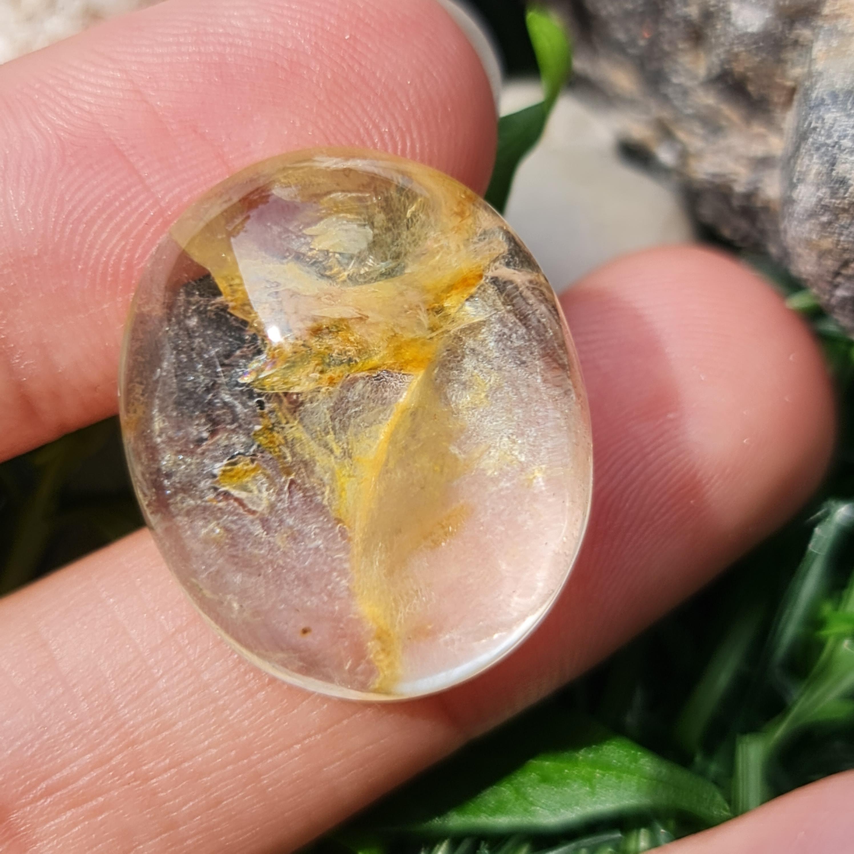 โป่งข่าม ควอตซ์ Rutilated Quartz 31.58 กะรัต Cts. พลอยแท้ อัญมณีมงคลประจําวันเกิด เครื่องประดับพลอย