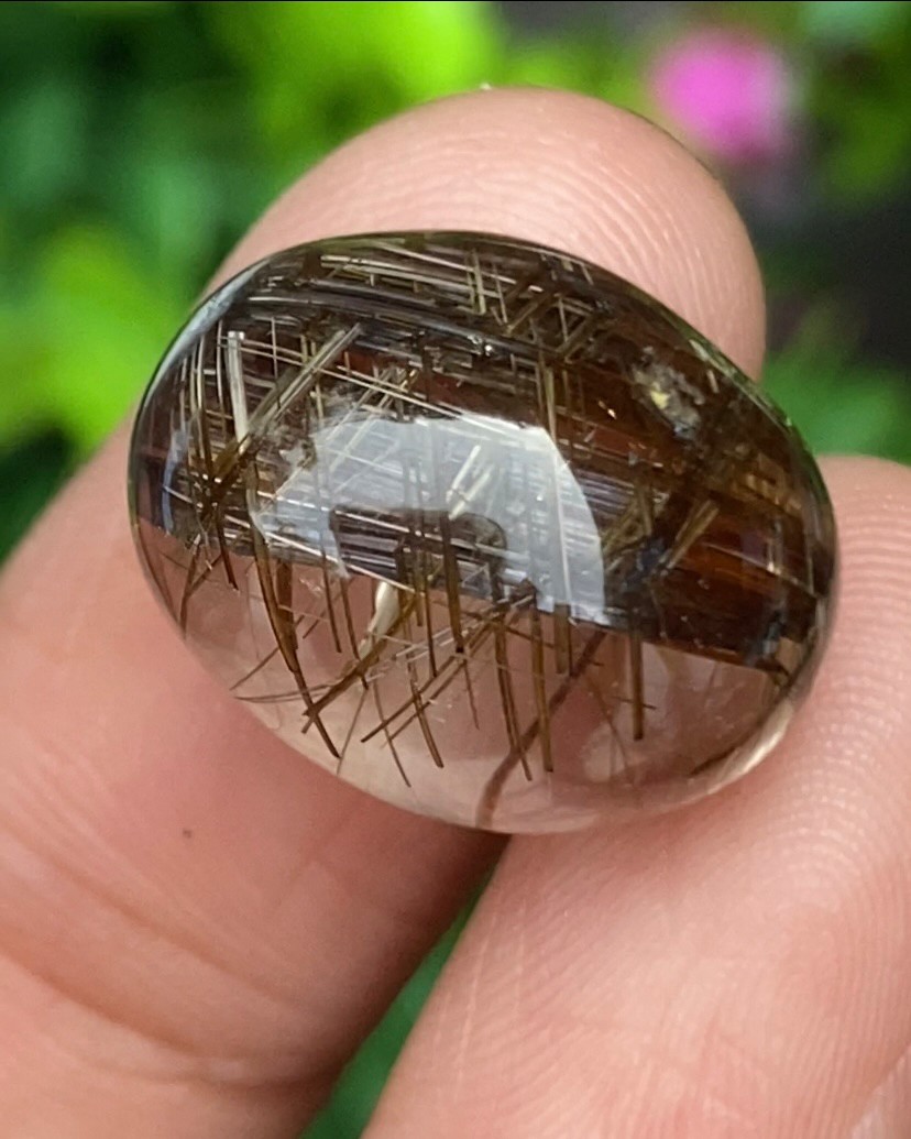 ไหมนาค ไหมจักรพรรดิ์ Rutilated Quartz 17.28 กะรัต Cts.พลอยแท้ อัญมณีมงคลประจําวันเกิด เครื่องประดับพลอย