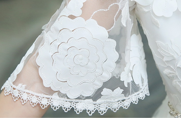 Pre-order ชุดราตรีเด็ก ชุดออกงาน ชุดกระโปรง สไตล์เจ้าหญิง แขนทรงลำโพง ผ้าลูกไม้ ซิปหลัง