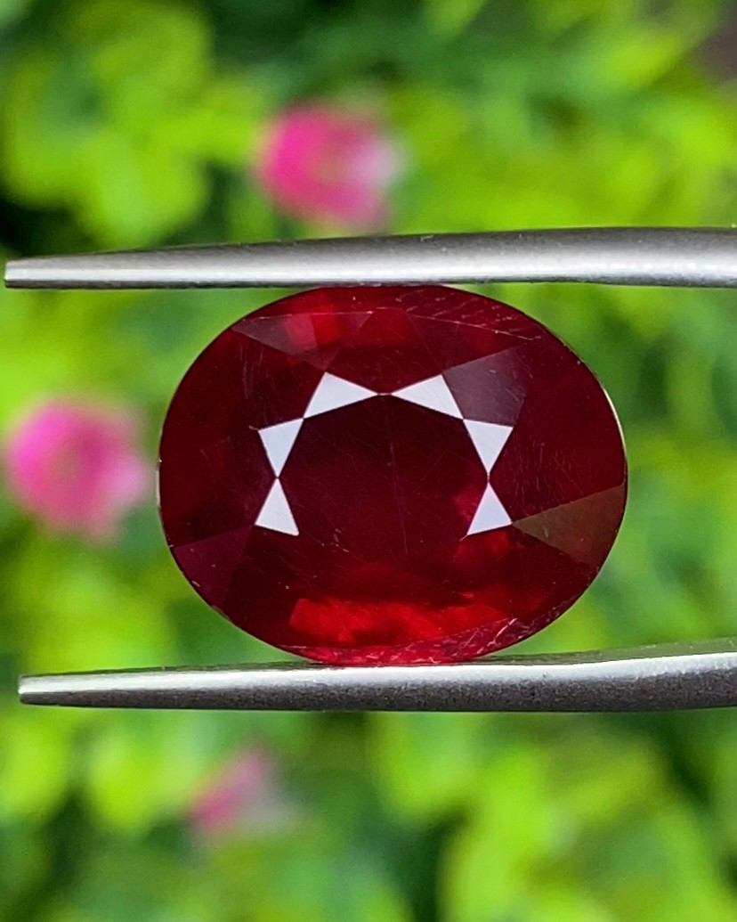 พลอย ทับทิม (Ruby Sapphire) 11.69 กะรัต (Cts.) พลอยแท้ อัญมณีมงคลประจําวันเกิด เครื่องประดับพลอย
