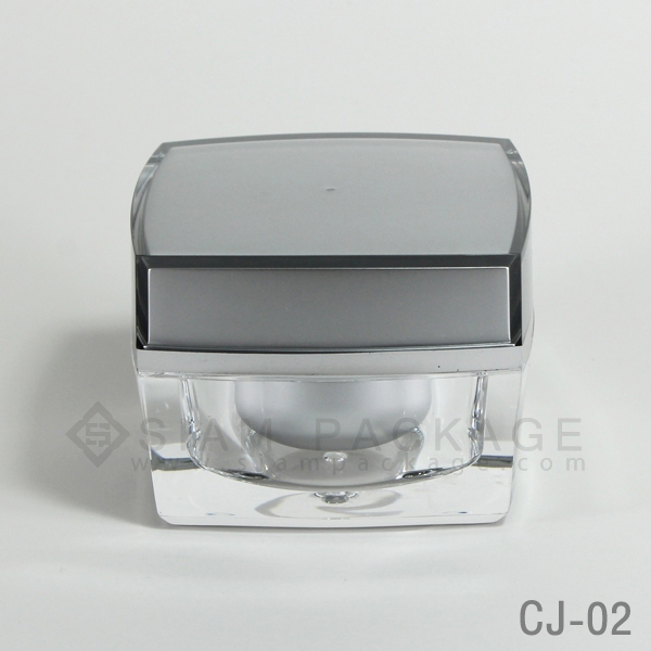 กระปุก อะคริลิค ชาแนลพรีเมี่ยม ถ้วยเงิน รหัส CJ-02