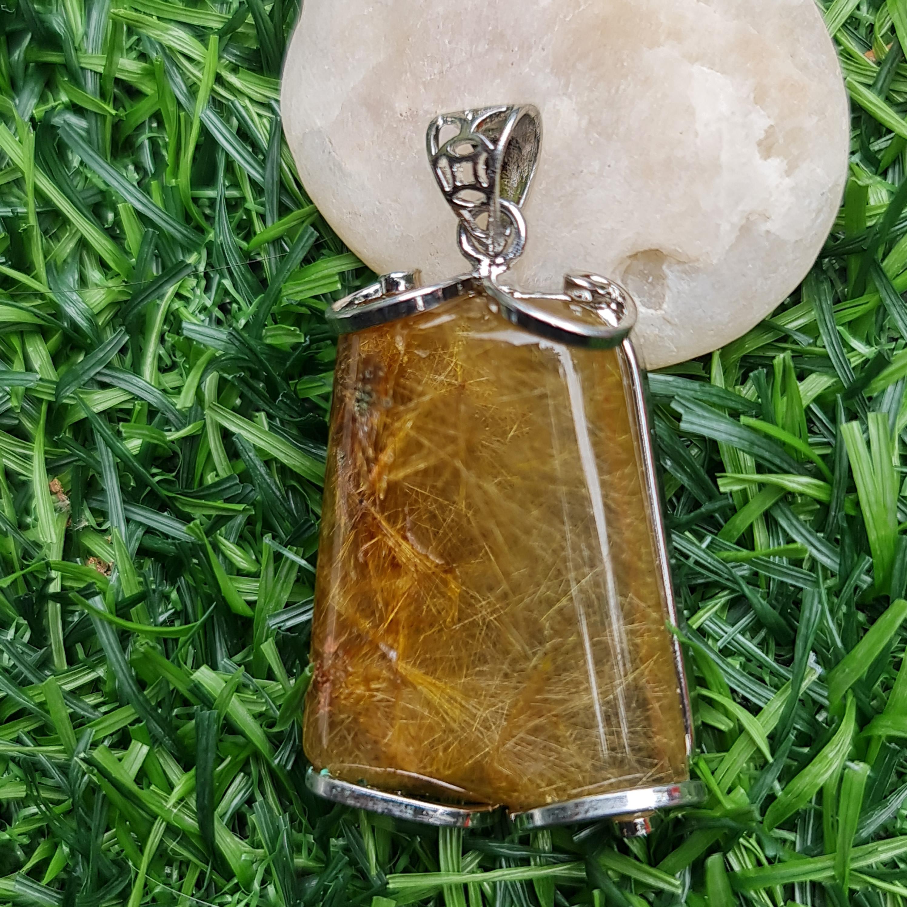 จี้ไหมทอง (Golden Rutilated Quartz) 78.42 กรัม g.พลอยแท้ อัญมณีมงคลประจําวันเกิด เครื่องประดับพลอย