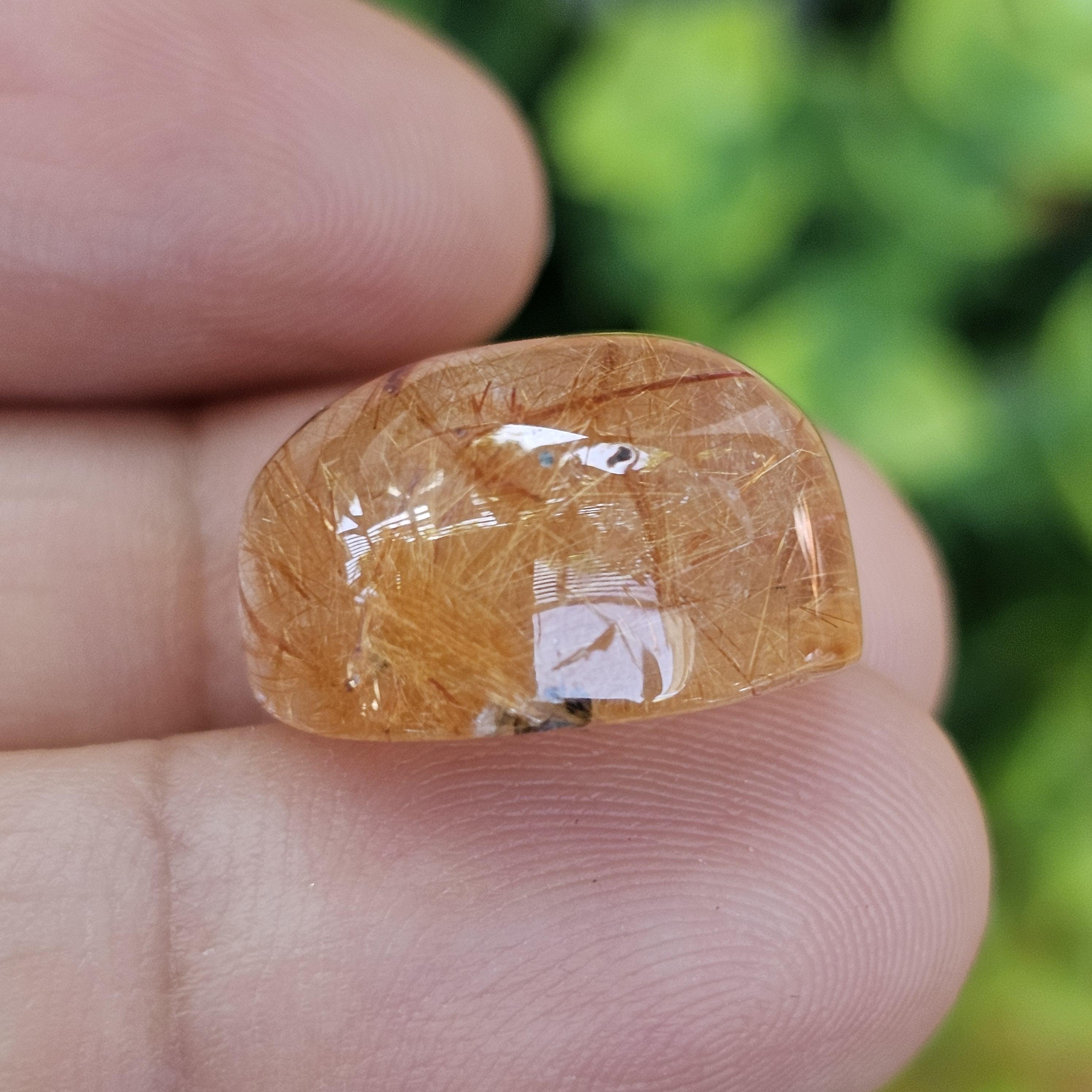 ไหมทอง ควอตซ์ Golden Rutilated Quartz 22.34 กะรัต Cts.พลอยแท้ อัญมณีมงคลประจําวันเกิด เครื่องประดับพลอย