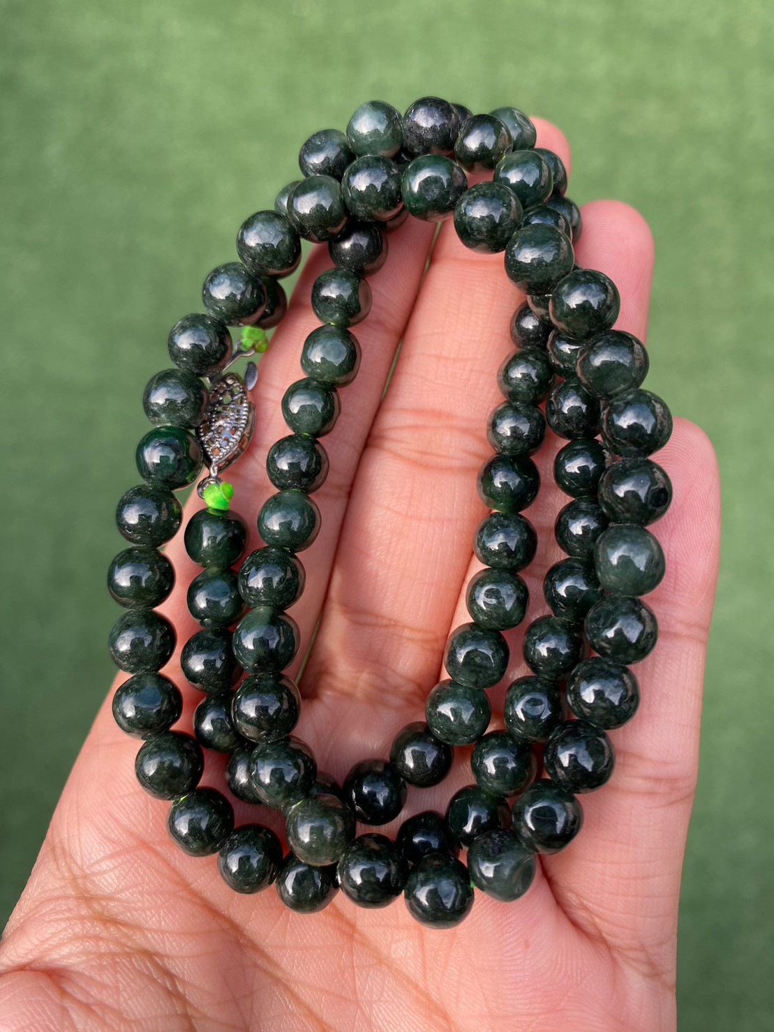 สร้อยคอหยก (Jadeite Necklace) ดิบ ไม่ผ่านการปรับปรุง (Type A) พม่า (Myanmar) หยก พม่า แท้ Jade
