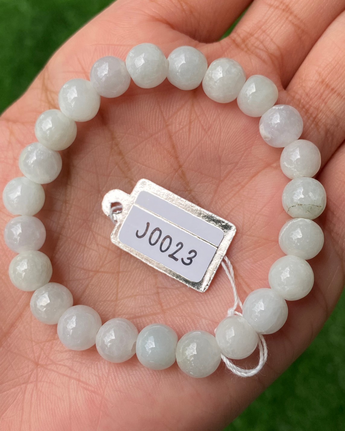 J0023 หยก พม่า แท้ Jade กำไล ประคำหยก (Jadeite Beads Bracelet) พม่า (Myanmar)