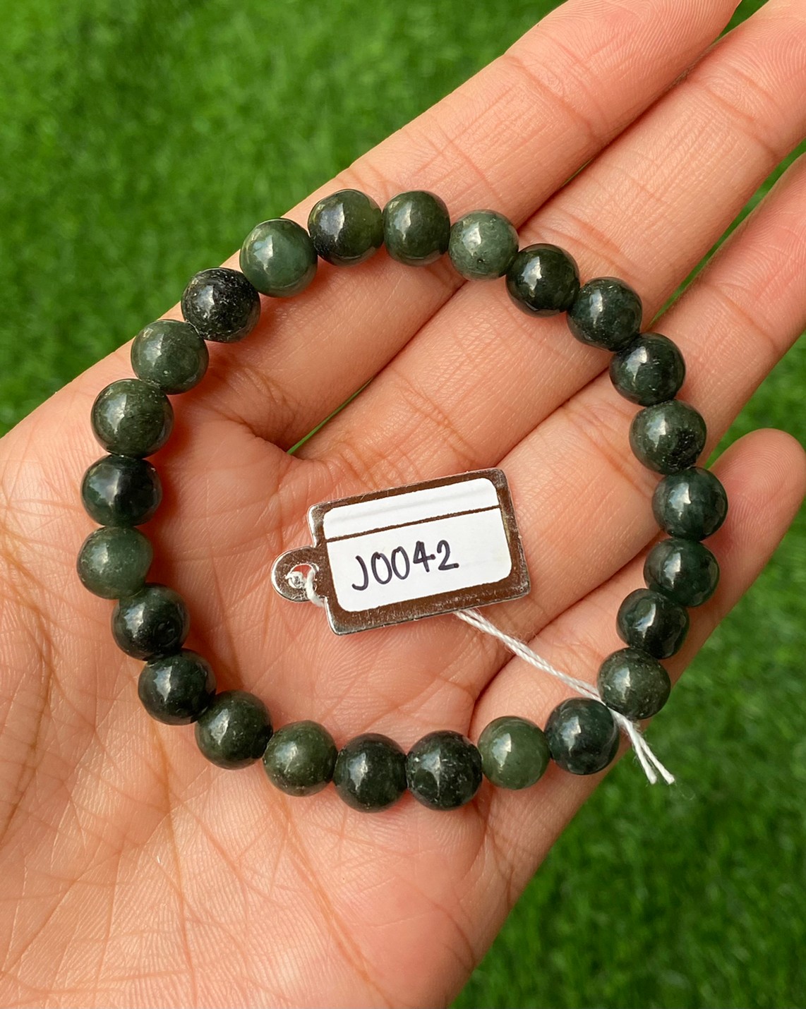 J0042 หยก พม่า แท้ Jade กำไล ประคำหยก (Jadeite Beads Bracelet) พม่า (Myanmar)