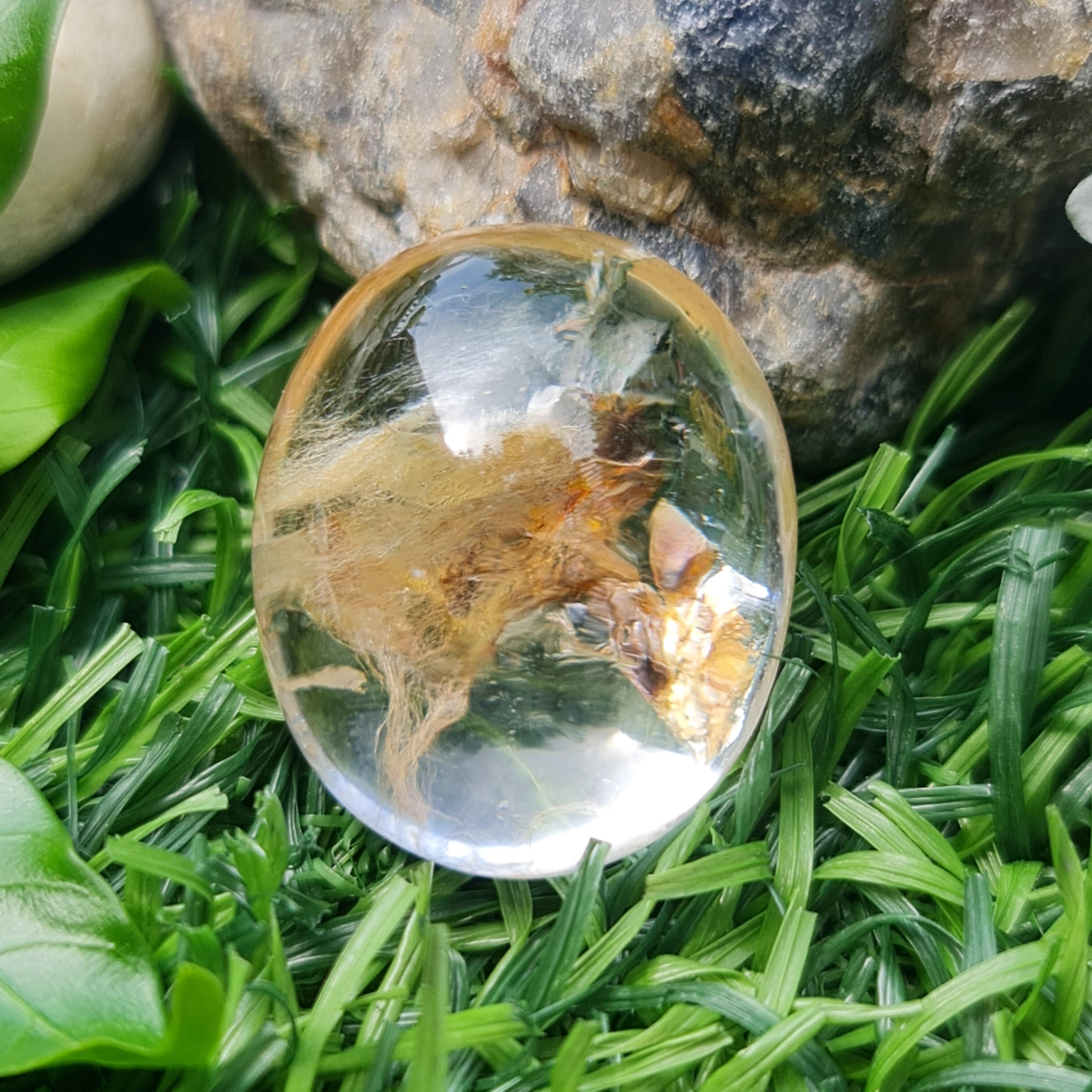 โป่งข่าม ควอตซ์ Rutilated Quartz 59.52 กะรัต Cts. พลอยแท้ อัญมณีมงคลประจําวันเกิด เครื่องประดับพลอย