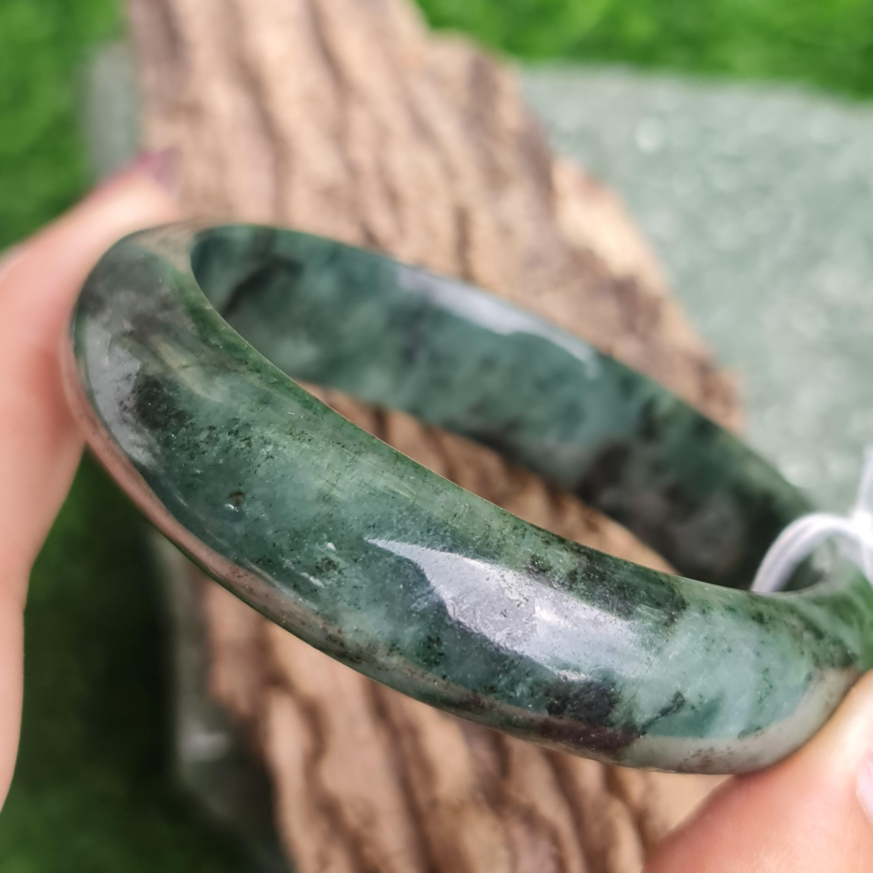 JB6804118 หยก พม่า แท้ Jade กำไลหยก 56.8 มม. (Jadeite bracelet) พม่า (Myanmar)